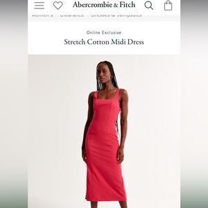 Abercrombie & Fitch Stretch Cotton Midi Dress in Black